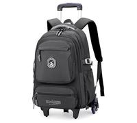 Tanou Cartable a Roulettes pour Garçons, Sac à Dos Scolaire avec 6 Roues | 30L, Imperméable Trolley Daypack Adolescents Décontracté pour le Collège et le Lycée, Gris