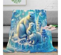 tanpiaoliang Imprimée 3D Ours Polaire Couverture en Peluche Peluche Couvre Microfibre Douce Et Chaude pour Canapé Et Lit 80x90inch(200x230cm)