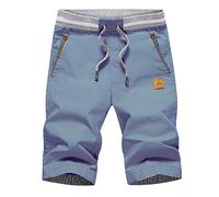 Tansozer Homme Pantalon Court Décontracté Short en Coton Casual Slim Fit Taille éLastiquéE Short de Plage Ete Pantalon Court avec Pochess Bleu Denim M