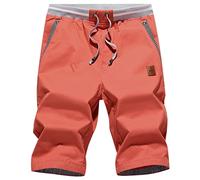 Tansozer Homme Pantalon Court Décontracté Short en Coton Casual Slim Fit Taille éLastiquéE Short de Plage Ete Pantalon Court avec Pochess Vin Rouge L