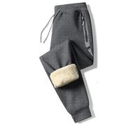 Tansozer Pantalon Jogging Homme Coton Pantalons de Survêtement pour Hommes Cordon Doublure Polaire Ultra Chaud Ourlet Élastique Gris Foncé S