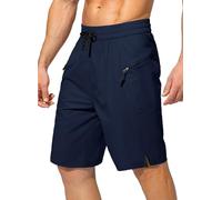 Tansozer Short de bain pour homme à séchage rapide avec poche zippée, sans short intérieur, bleu, 3XL