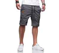 Tansozer Short Homme Ete Bermuda Shorts Homme Cargo Short Léger Respirant Chino Short Taille Élastique Shorts pour Hommes Decontracté Short Court Homme Cotton Casual Shorts avec Poches Gris XL