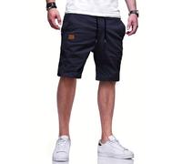 Tansozer Short Homme Ete Bermuda Shorts Homme Cargo Short Léger Respirant Chino Short Taille Élastique Shorts pour Hommes Decontracté Short Court Homme Cotton Casual Shorts avec Poches Bleu Foncé 2XL