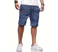 Tansozer Short Homme Ete Bermuda Shorts Homme Cargo Short Léger Respirant Chino Short Taille Élastique Shorts pour Hommes Decontracté Short Court Homme Cotton Casual Shorts avec Poches Bleu Denim S
