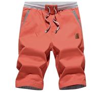 Tansozer Short Homme Shorts Coton Été Short avec Poches Homme, rouge, L