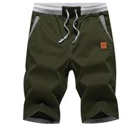 Tansozer Short Homme Shorts Coton Été Short avec Poches Homme, vert, XXL