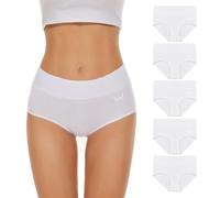 TANSTC Culotte Femme Coton Taille Haute sous-vêtement Shorties Ventre Plat Slip Doux Lot de 5, Cadeau pour Une Femme ou Une Fille, S