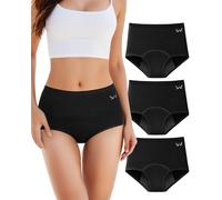 TANSTC Culotte Menstruelle Absorbante 4 Couches Culotte de Règles lavables, Flux léger à abondant, Coton, Noir (4XL, Lot de 3)