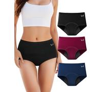TANSTC Culotte Menstruelle Coton, Absorbe 60Ml De Volume Menstruel Important, sous Vetement 4 Couches Anti-Fuite pour Regle, Culotte Menstruelle Taille Haute (XL Lot 3), Noir/Bleu Marine/Rouge
