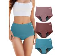 TANSTC Culotte Menstruelle Coton, Absorbe 60Ml De Volume Menstruel Important, sous Vetement 4 Couches Anti-Fuite pour Regle, Culotte Menstruelle Taille Haute (XXL Lot 3), Rose/Rouge/Bleu
