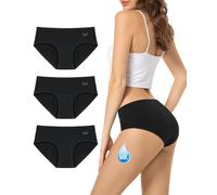 TANSTC Culotte Menstruelle Coton Slip Femme Fille Anti-Fuite Protection Périodique Lavables, Noir (XXL, Lot de 3)