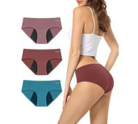 TANSTC Culotte Menstruelle Coton Slip Femme Fille Anti-Fuite Protection Périodique Lavables, Rose + Rouge + Bleu (XXL, Lot de 3)