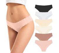 TANSTC Culotte sans Couture Femme Invisible Slip sous-Vêtements Sexy Extensible Confortables Hipster Bikini Culottes Multiple Lot De 6, Noir L