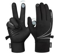TANSTC Gants Doublure Chauffants, Gants Hiver Thermiques, Gants de Cyclisme, Gants à Écran Tactile, Gants Coupe-Vent pour Conduite Sport Running Ski Snowboard Moto sous Le Climat Froid, Noir S