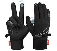 TANSTC Gants Doublure Chauffants, Gants Hiver Thermiques, Gants de Cyclisme, Gants à Écran Tactile, Gants Coupe-Vent pour Conduite Sport Running Ski Snowboard Moto sous Le Climat Froid, Noir S