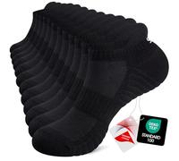 TANSTC Lot de 6 paires de chaussettes de course à pied rembourrées anti-ampoules pour homme et femme - En coton - Coupe basse - Respirantes