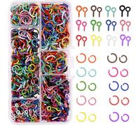 Tanstic Assortiment de 1200 mini épingles à œillet à vis colorées avec anneaux ouverts, 4 x 8 mm/5 x 10 mm, petits crochets à œillets filetés, anneaux ouverts de 8 mm/10 mm pour la fabrication de
