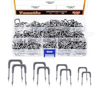 Tanstic Assortiment de 540 agrafes isolées en U avec étui de rangement, 4 tailles d'agrafes métalliques pour câbles de fixation en bois