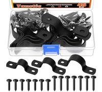 Tanstic Black Pipe Strap Clamp Two Hole Strap U Bracket Rigid Pipe Strap for Fixing Pipe, Cable (15/20/25mm)