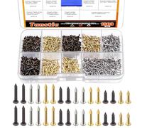 Tanstic Kit de 1600 petits clous en bois - 1 x 6 mm, 1 x 8 mm, 1 x 10 mm - Petits clous en bois pour décoration en bois, mini boîtes, accessoires ménagers (doré/bronze/argent)