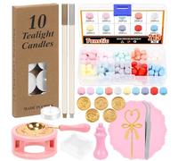 Tanstic Kit de Tampons de Cire à Cacheter avec 10 Couleurs de Perles, Chauffe-cire, Cuillère à Cachet, Bougies, Stylos Métalliques, Tapis, Un