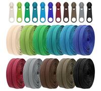Tanstic Lot de 121 fermetures éclair en nylon avec curseurs - Assortiment de 11 couleurs - 30 m - Avec têtes de fermeture éclair - Pour couture et travaux manuels