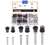 Tanstic Lot de 60 écrous de puits M4 M5 M6 en néoprène avec vis Pozi en acier inoxydable de 20 mm, 25 mm, 30 mm, kit d'assortiment pour pare-brise, camions et motos