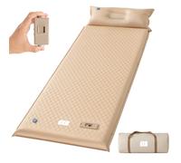 TANSTRIDER Matelas de couchage auto-gonflant avec pompe, 8 cm d'épaisseur en mousse à mémoire de forme avec oreiller (kaki)