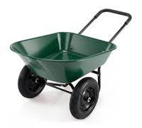 TANTASK Brouette de Jardin à 2 Roues, 78 l, avec Fonction basculante, Cadre en métal, capacité de Charge de 100 kg, brouette de Jardin, brouette de Transport pour Jardin et Cour (Vert)