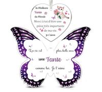 Tante Cadeaux Femmes 2PC Ensemble Plaque Acrylique Papillon Cœur Ornement Suspendu Anniversaire Tante Apprécier Fête des Mères Action De Grâce Noël Merci Souvenir Retraité De La Nièce du Neveu