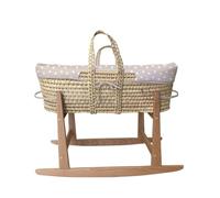 Tanuki Couffin en osier naturel pour bébé avec base en bois - Fait à la main - Matelas inclus - Style nordique Cloe B Beige