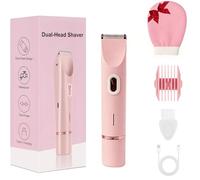 Tanvera Bikini Trimmer, GlowTrim - 2-in-1 Bikini &Body Trimmer, Dual-Head Design, Wet & Dry Shaving, Safe Hair Removal for the Body, Face, Chin, Pubic Area, Underarms and Legs (Rose)
