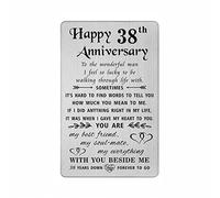 TANWIH Carte de 38e anniversaire de mariage pour mari, cartes d'anniversaire de mariage pour lui, homme, insert de portefeuille en métal gravé