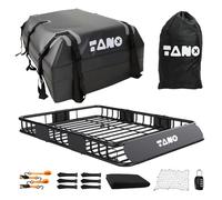 TANX Panier de toit de 129,5 x 91,4 x 12,7 cm avec sac imperméable, filet de chargement de toit avec filet de chargement et sangles à cliquet, panier de toit robuste pour VUS, camion, porte-bagages