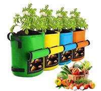 Tanxemery Lot de 4 sacs de plantation pour la culture de pommes de terre - Avec poignées pour la culture de pommes de terre - Avec fenêtre de récolte pour radis, carottes, oignons, ail et légumes