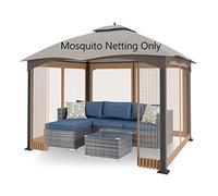 Tanxianzhe Moustiquaire de rechange à 4 panneaux pour tonnelle de 3 x 3,6 m avec fermeture éclair (kaki)