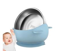 Tanxier Bols avec Ventouse,Bol Bébé Antidérapant en Silicone avec Ventouse | avec Plat Intérieur en Acier Inoxydable pour Entraînement à la Préhension, pour en Voyage, Dîner et Collation