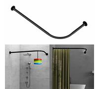Tanxih Tringle à rideau de douche d'angle réglable en forme de L en acier inoxydable 304-70-100 cm x 120-165 cm - Installation sans perçage pour baignoire d'angle avec crochets gratuits