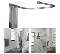 Tanxih Tringle à rideau de douche réglable en forme de U en acier inoxydable sans perçage pour salle de bain, baignoire, magasin de vêtements (en forme de U, longueur des deux côtés : 43-65 cm,