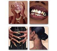 TANXM Lot de 4 affiches d'art féminines noires - Art féminin bohème féminin - Décoration murale abstraite pour chambre à coucher - 20,3 x 25,4 cm, sans cadre