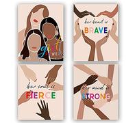 TANXM Lot de 4 affiches Girl Power Diversity - Impression d'art féministe inspirante - Art féministe - Citation féministe - Parfait pour une chambre de fille ou une décoration d'étude - 20,3 x 25,4 cm