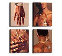 TANXM Lot de 4 décorations murales abstraites afro-américaines pour la maison, la chambre à coucher (20,3 x 25,4 cm, encadré)