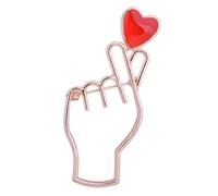 Tanxuan Broche en métal émaillé en forme de cœur avec geste de la main - Épinglette en forme de cœur pour femme, homme, amis - K-Pop