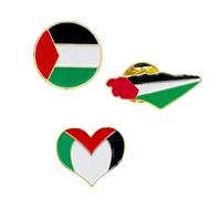 tanxuan Lot de 3 broches en émail avec motif carte de la Palestine - Broche de soutien palestinien en alliage de métal - Drapeau palestinien, Métal