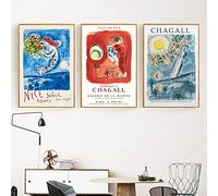 TANYANG Abstrait Marc Chagall Wall Art Toile Impression Surréalisme Peinture Oeuvre Exposition 3 Pièces Affiches Et Gravures Mur Photos Pour Salon Décor 30Cmx40Cmx3Pcs Sans Cadre