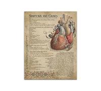 TANYANG Affiche D'Anatomie Du Cœur Humain, Livre Vintage Des Ombres, Pages Imprimées, Cadeau De Médecin, Bureau, Images D'Art Murales, Décoration, Peinture Sur Toile A5 40X50Cm Sans Cadre