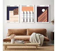TANYANG Art Moderne Architecture Affiches Et Gravures Vintage Berlin Bauhaus Archiv Sécession 3 Pièces Toile Peinture Mur Art Photos Décor À La Maison 16"X24" Sans Cadre