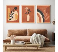 TANYANG Boho Rainbow Leaf Terracotta Vase Fille Abstrait Wall Art 3 Pièces Toile Peinture Nordique Posters Et Prints Mur Photos Salon 35Cmx50Cmx3Pcs Sans Cadre