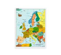 TANYANG Carte Colorée De L’Europe Affiche Carte Européenne Moderne Imprime Bureau Mur Décor Europe Carte Toile Peinture Décoration Intérieure 50X70Cm Sans Cadre